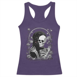 Funny Full Moon Horror Art Racerback Tank Top Skeleton Hug Maine Coon Cat TS12 Purple Print Your Wear