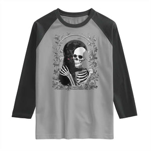 Funny Full Moon Horror Art Raglan Shirt Skeleton Hug Maine Coon Cat TS12 Sport Gray Black Print Your Wear