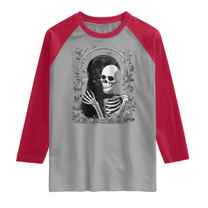 Funny Full Moon Horror Art Raglan Shirt Skeleton Hug Maine Coon Cat TS12 Sport Gray Red Print Your Wear