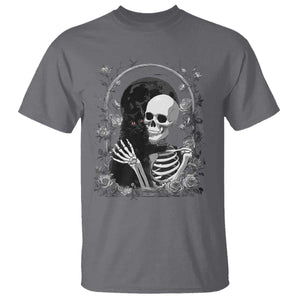 Funny Full Moon Horror Art T Shirt Skeleton Hug Maine Coon Cat TS12 Charcoal Print Your Wear
