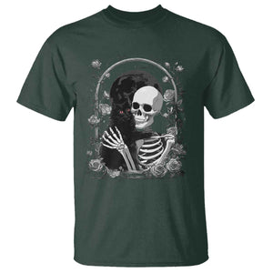 Funny Full Moon Horror Art T Shirt Skeleton Hug Maine Coon Cat TS12 Dark Forest Green Print Your Wear