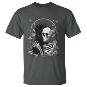 Funny Full Moon Horror Art T Shirt Skeleton Hug Maine Coon Cat TS12 Dark Heather Print Your Wear