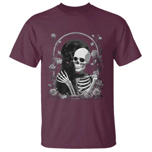 Funny Full Moon Horror Art T Shirt Skeleton Hug Maine Coon Cat TS12 Maroon Print Your Wear
