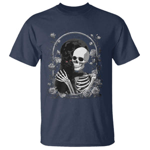 Funny Full Moon Horror Art T Shirt Skeleton Hug Maine Coon Cat TS12 Navy Print Your Wear