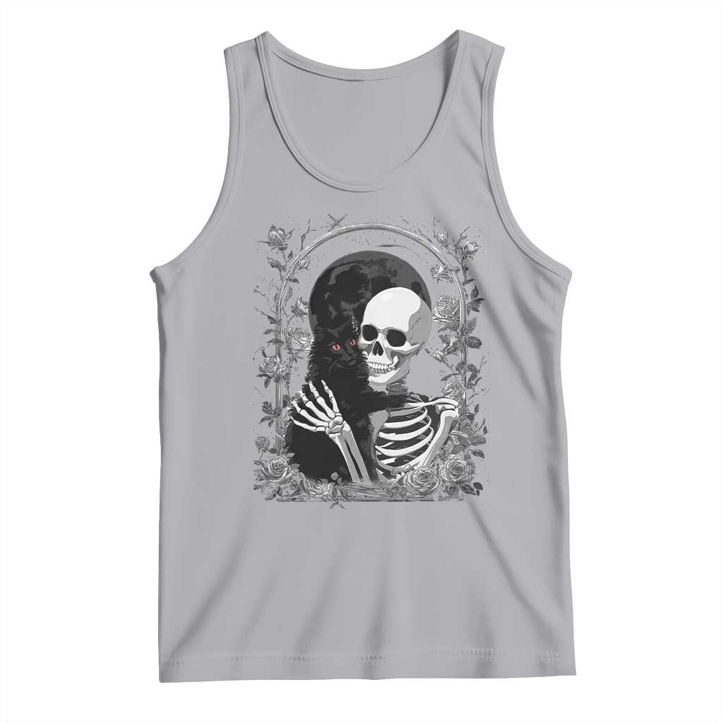 Funny Full Moon Horror Art Tank Top Skeleton Hug Maine Coon Cat TS12 Athletic Heather Print Your Wear