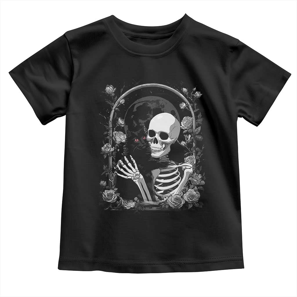 Funny Full Moon Horror Art Toddler T Shirt Skeleton Hug Maine Coon Cat TS12 Black Print Your Wear