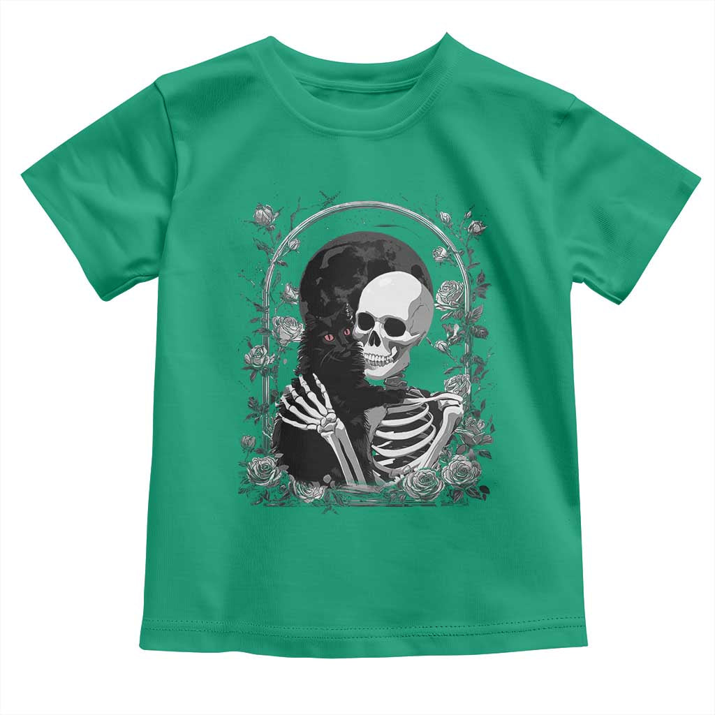 Funny Full Moon Horror Art Toddler T Shirt Skeleton Hug Maine Coon Cat TS12 Irish Green Print Your Wear