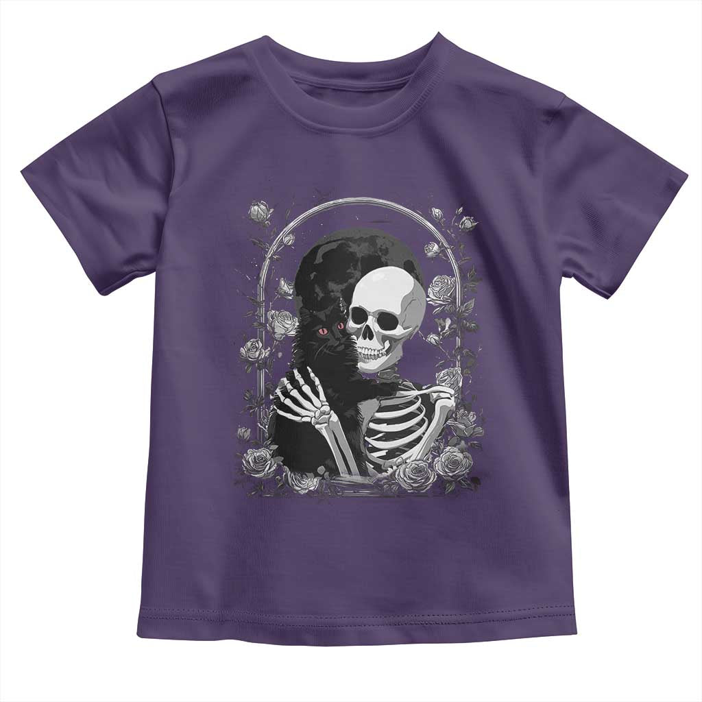 Funny Full Moon Horror Art Toddler T Shirt Skeleton Hug Maine Coon Cat TS12 Purple Print Your Wear