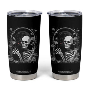 Funny Full Moon Horror Art Tumbler Cup Skeleton Hug Maine Coon Cat TS12 Black Print Your Wear