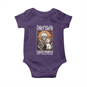 Funny Skeleton Cat Baby Onesie Thats What I Do I Pet Cats I Hate People And I Know Things TS12 Purple Print Your Wear