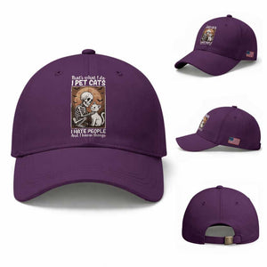 Funny Skeleton Cat Baseball Cap Thats What I Do I Pet Cats I Hate People And I Know Things TS12 Baseball Cap Universal Fit Purple Print Your Wear