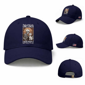 Funny Skeleton Cat Baseball Cap Thats What I Do I Pet Cats I Hate People And I Know Things TS12 Baseball Cap Universal Fit Dark Blue Print Your Wear