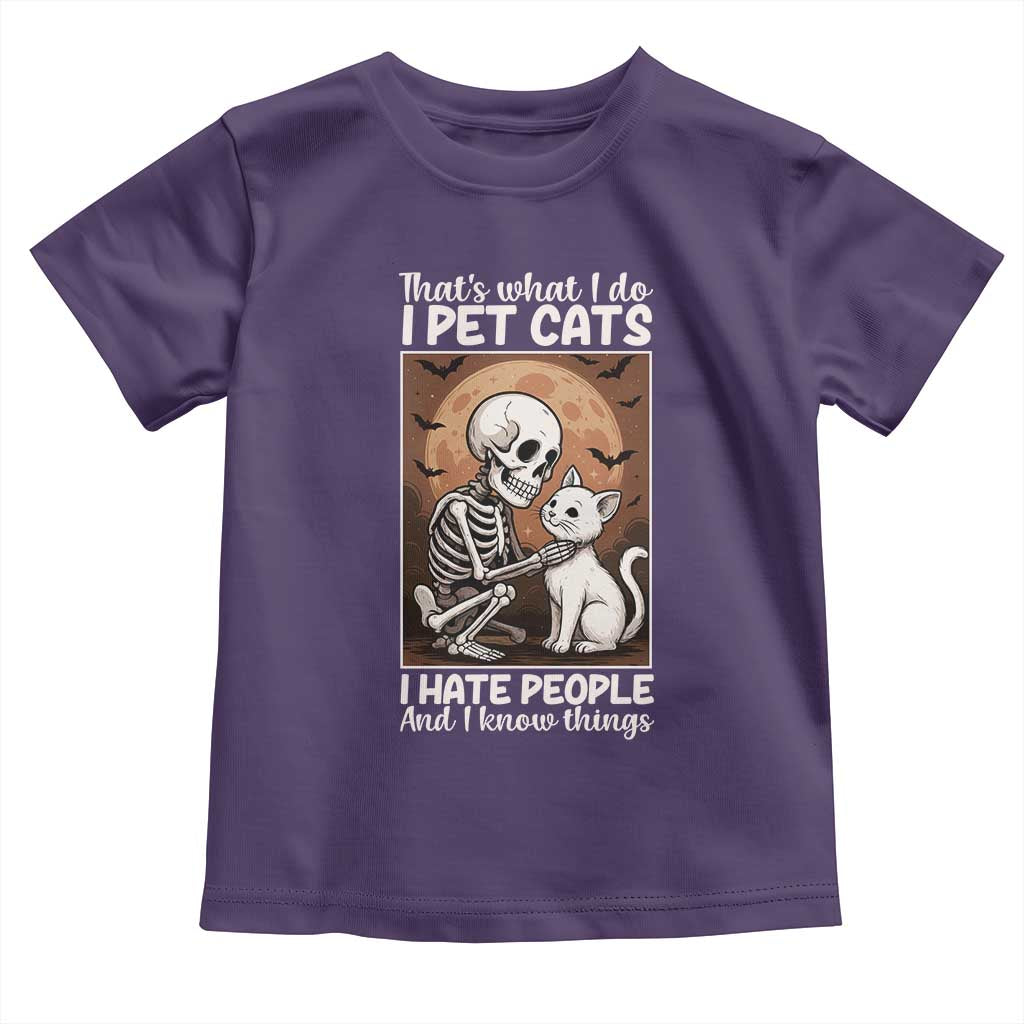 Funny Skeleton Cat Toddler T Shirt Thats What I Do I Pet Cats I Hate People And I Know Things TS12 Purple Print Your Wear