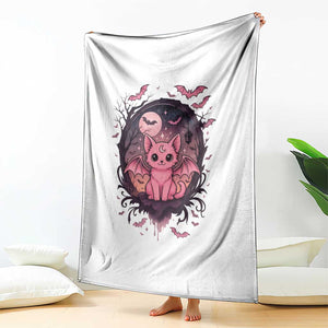 Cute Pastel Goth Bat Cat Throw Blanket Funny Gothic Halloween Art TS12 Print Your Wear