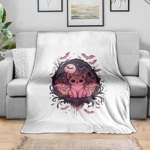 Cute Pastel Goth Bat Cat Throw Blanket Funny Gothic Halloween Art TS12 Print Your Wear