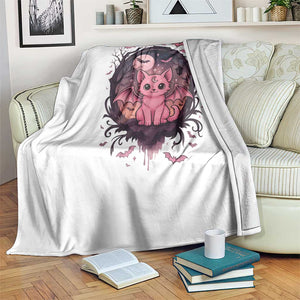 Cute Pastel Goth Bat Cat Throw Blanket Funny Gothic Halloween Art TS12 Print Your Wear