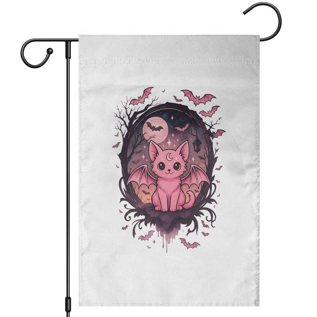 Cute Pastel Goth Bat Cat Garden Flag Funny Gothic Halloween Art TS12 White Print Your Wear