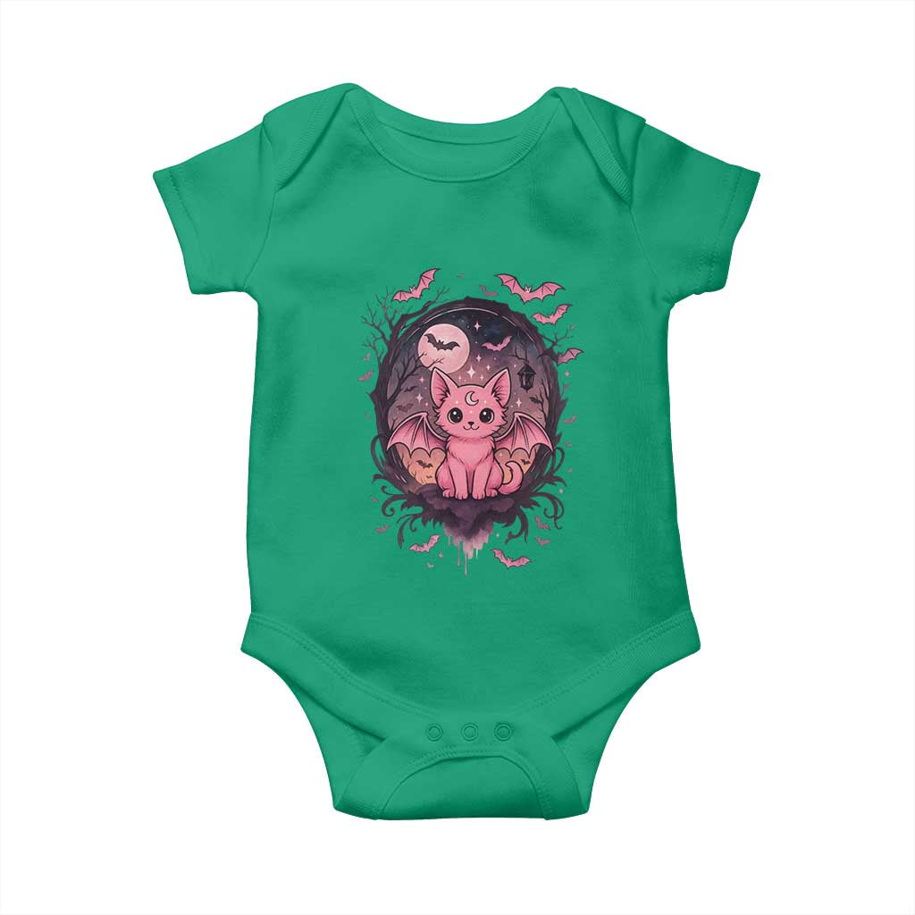Cute Pastel Goth Bat Cat Baby Onesie Funny Gothic Halloween Art TS12 Irish Green Print Your Wear