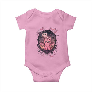 Cute Pastel Goth Bat Cat Baby Onesie Funny Gothic Halloween Art TS12 Light Pink Print Your Wear