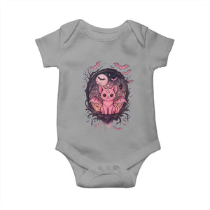 Cute Pastel Goth Bat Cat Baby Onesie Funny Gothic Halloween Art TS12 Sport Gray Print Your Wear