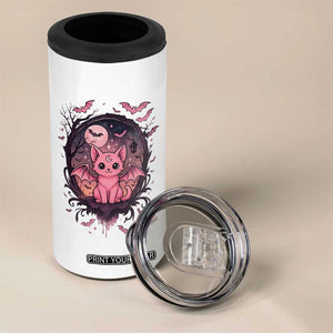 Cute Pastel Goth Bat Cat 4 in 1 Can Cooler Tumbler Funny Gothic Halloween Art TS12 Print Your Wear