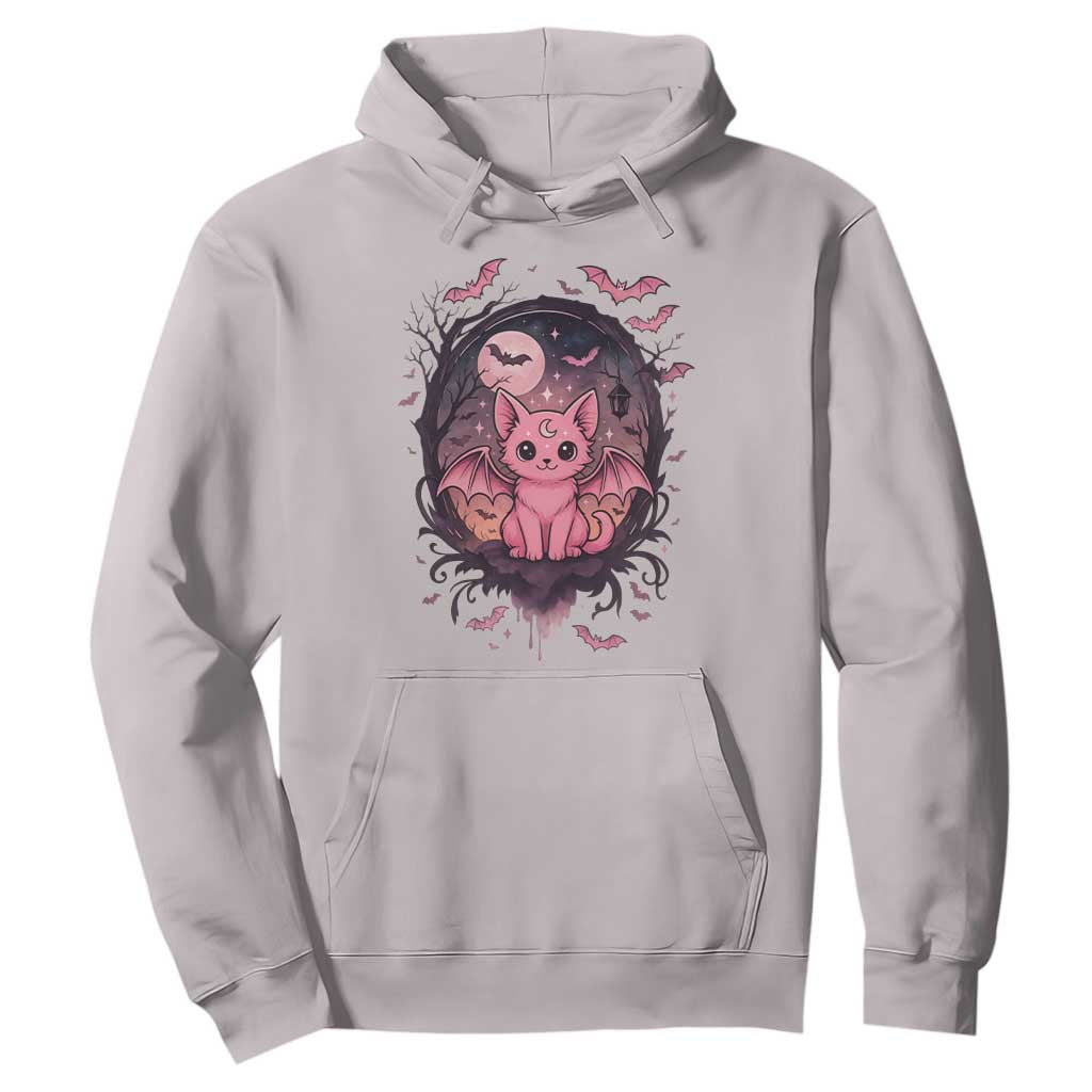 Cute Pastel Goth Bat Cat Hoodie Funny Gothic Halloween Art TS12 Ice Gray Print Your Wear