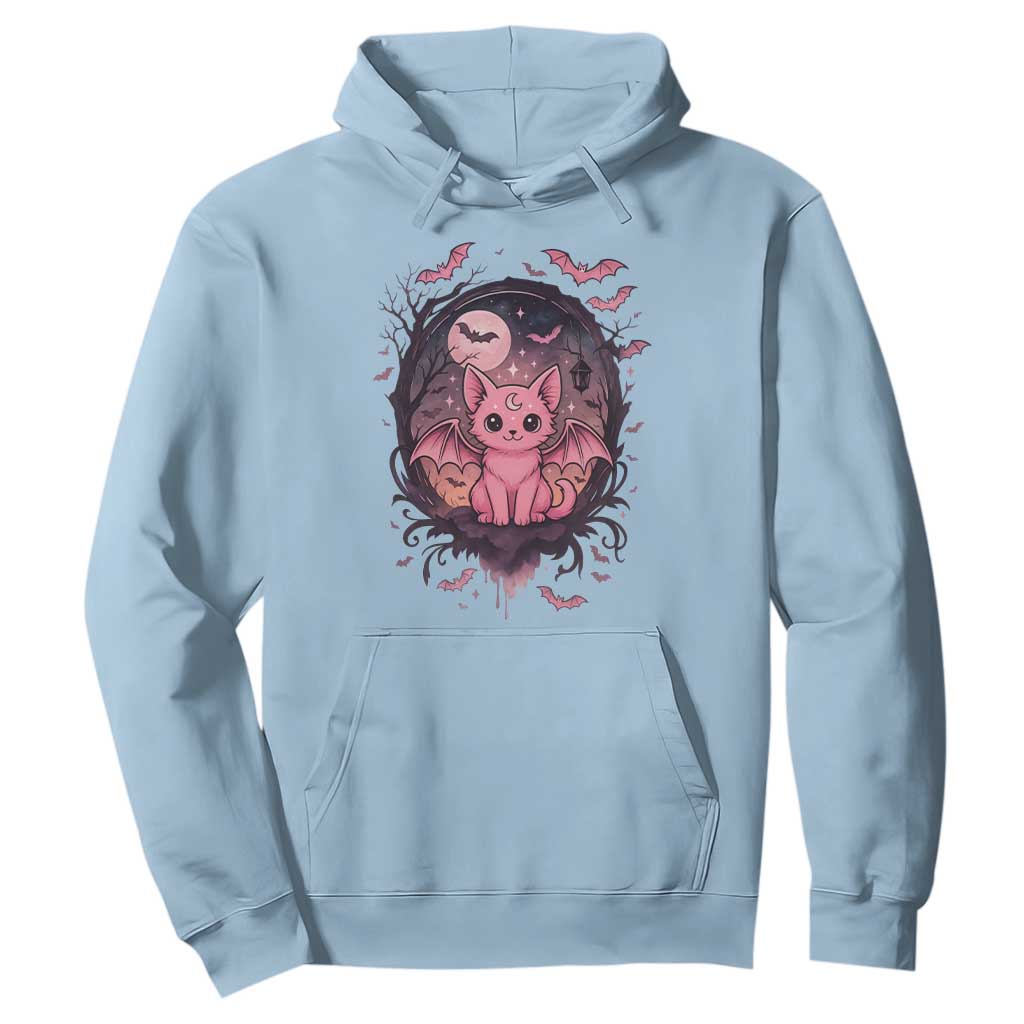 Cute Pastel Goth Bat Cat Hoodie Funny Gothic Halloween Art TS12 Light Blue Print Your Wear