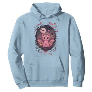 Cute Pastel Goth Bat Cat Hoodie Funny Gothic Halloween Art TS12 Light Blue Print Your Wear