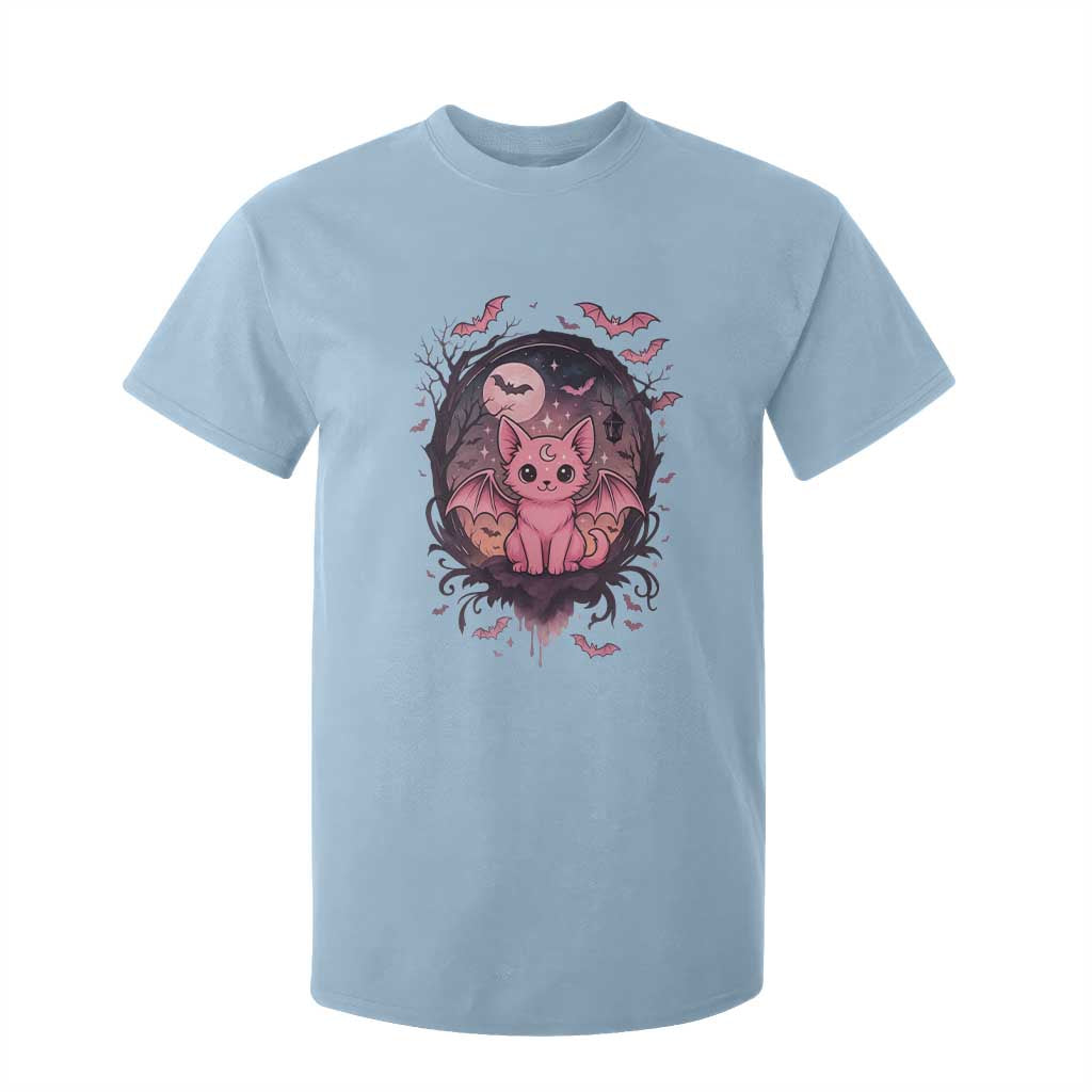 Cute Pastel Goth Bat Cat T Shirt For Kid Funny Gothic Halloween Art TS12 Light Blue Print Your Wear
