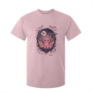 Cute Pastel Goth Bat Cat T Shirt For Kid Funny Gothic Halloween Art TS12 Light Pink Print Your Wear