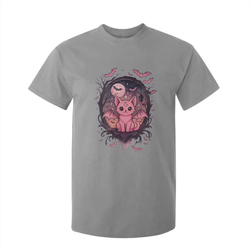 Cute Pastel Goth Bat Cat T Shirt For Kid Funny Gothic Halloween Art TS12 Sport Gray Print Your Wear