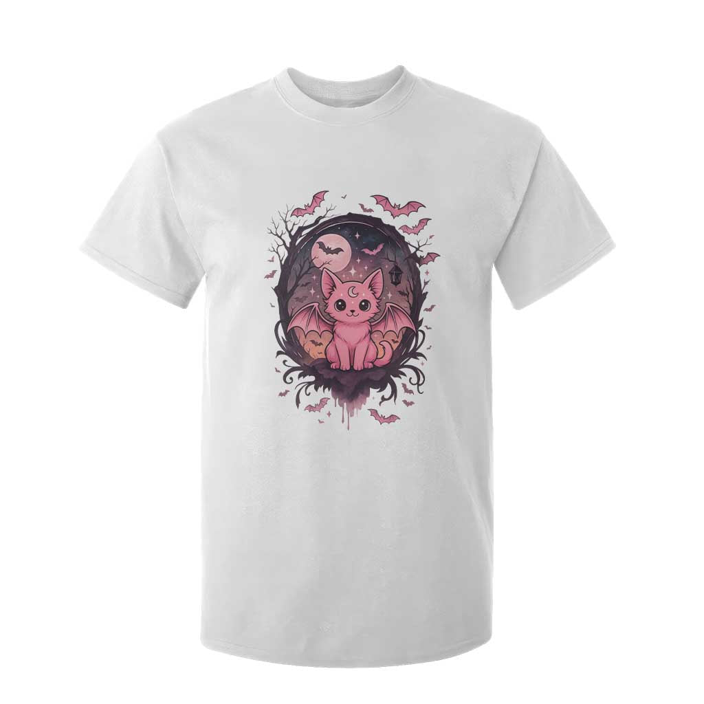 Cute Pastel Goth Bat Cat T Shirt For Kid Funny Gothic Halloween Art TS12 White Print Your Wear