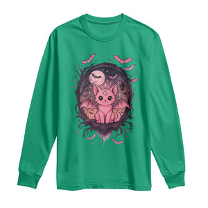 Cute Pastel Goth Bat Cat Long Sleeve Shirt Funny Gothic Halloween Art TS12 Irish Green Print Your Wear