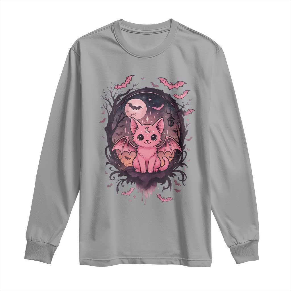 Cute Pastel Goth Bat Cat Long Sleeve Shirt Funny Gothic Halloween Art TS12 Sport Gray Print Your Wear