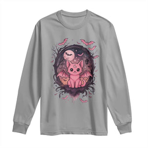 Cute Pastel Goth Bat Cat Long Sleeve Shirt Funny Gothic Halloween Art TS12 Sport Gray Print Your Wear