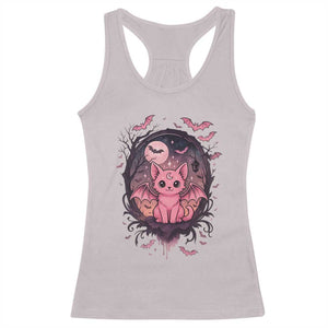Cute Pastel Goth Bat Cat Racerback Tank Top Funny Gothic Halloween Art TS12 Ice Gray Print Your Wear