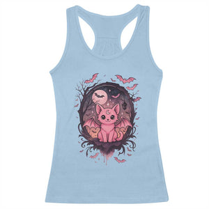 Cute Pastel Goth Bat Cat Racerback Tank Top Funny Gothic Halloween Art TS12 Light Blue Print Your Wear