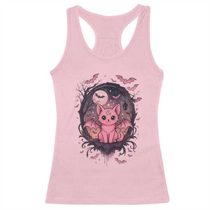 Cute Pastel Goth Bat Cat Racerback Tank Top Funny Gothic Halloween Art TS12 Light Pink Print Your Wear