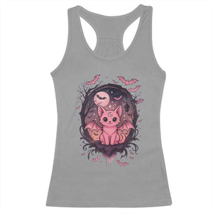 Cute Pastel Goth Bat Cat Racerback Tank Top Funny Gothic Halloween Art TS12 Sport Gray Print Your Wear