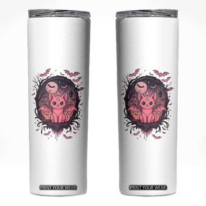 Cute Pastel Goth Bat Cat Skinny Tumbler Funny Gothic Halloween Art TS12 White Print Your Wear