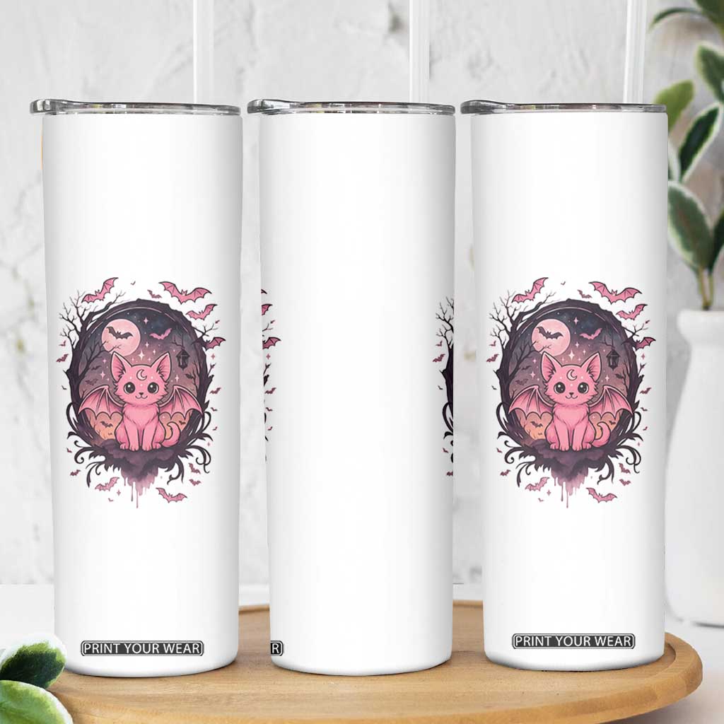 Cute Pastel Goth Bat Cat Skinny Tumbler Funny Gothic Halloween Art TS12 Print Your Wear
