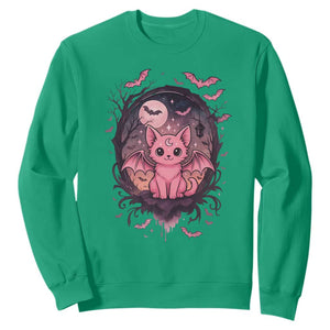 Cute Pastel Goth Bat Cat Sweatshirt Funny Gothic Halloween Art TS12 Irish Green Print Your Wear