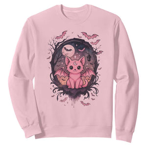 Cute Pastel Goth Bat Cat Sweatshirt Funny Gothic Halloween Art TS12 Light Pink Print Your Wear