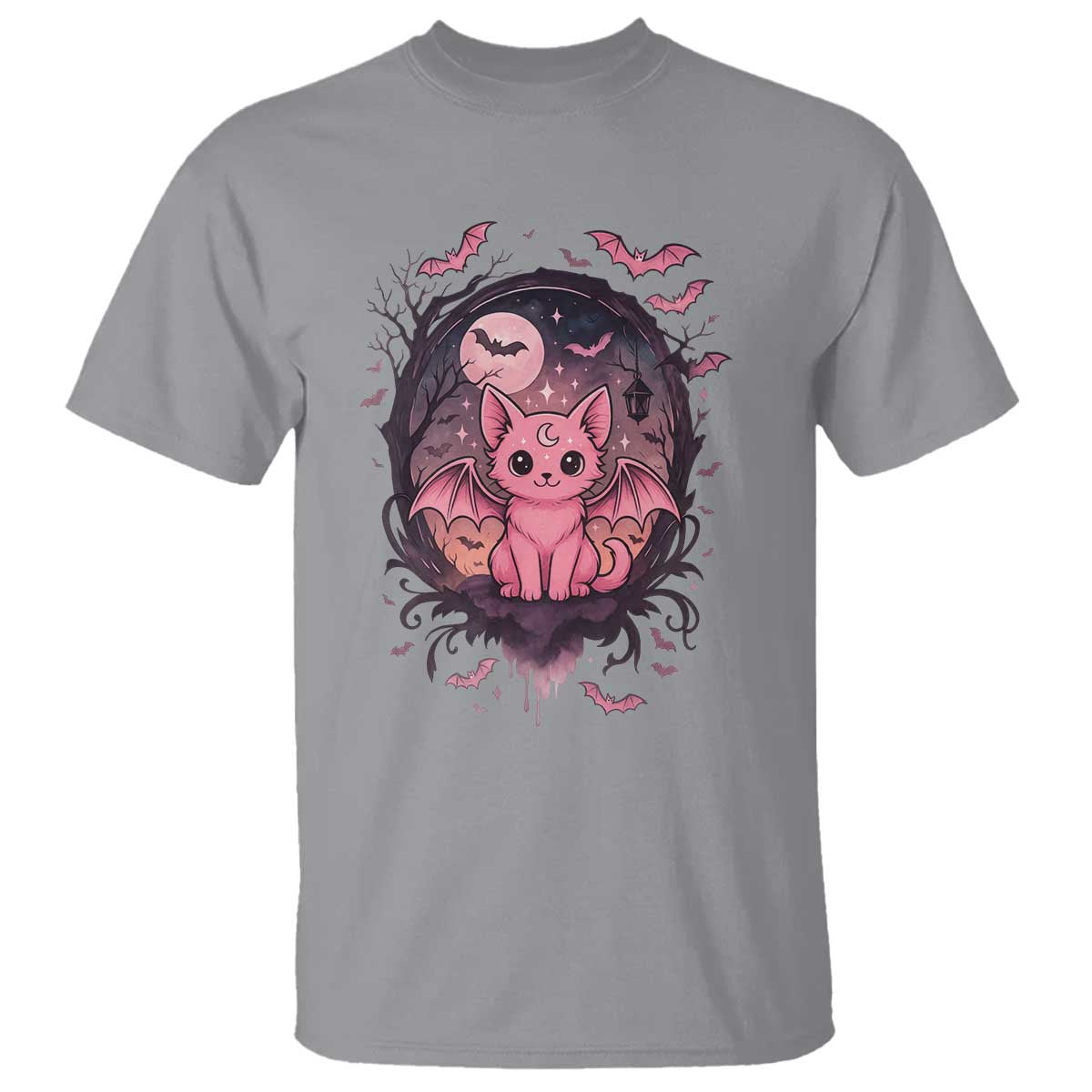 Cute Pastel Goth Bat Cat T Shirt Funny Gothic Halloween Art TS12 Sport Gray Print Your Wear