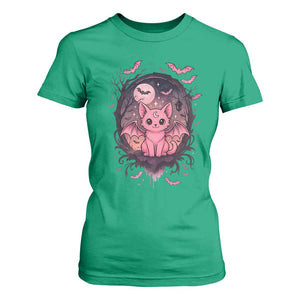 Cute Pastel Goth Bat Cat T Shirt For Women Funny Gothic Halloween Art TS12 Irish Green Print Your Wear