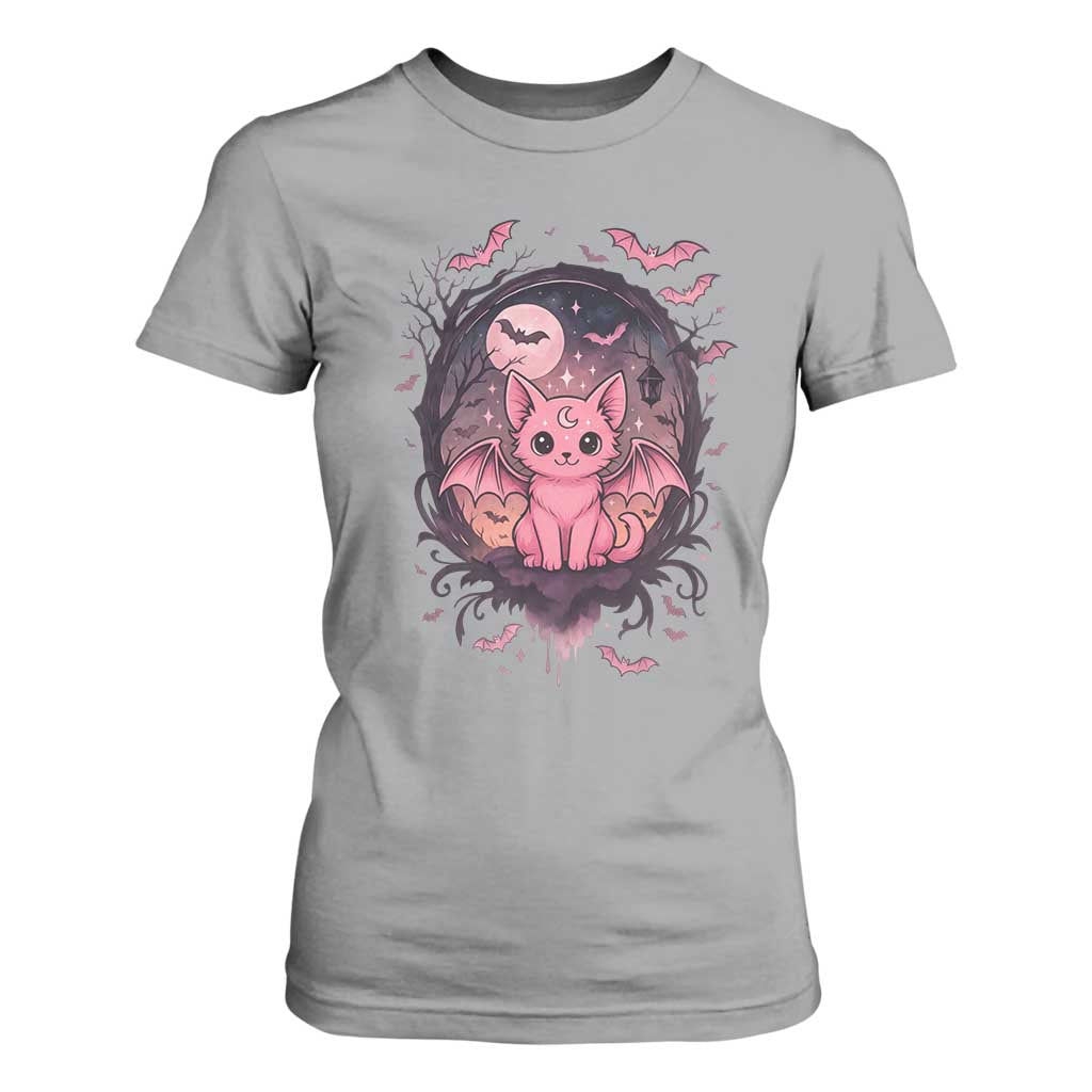 Cute Pastel Goth Bat Cat T Shirt For Women Funny Gothic Halloween Art TS12 Sport Gray Print Your Wear