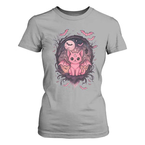 Cute Pastel Goth Bat Cat T Shirt For Women Funny Gothic Halloween Art TS12 Sport Gray Print Your Wear