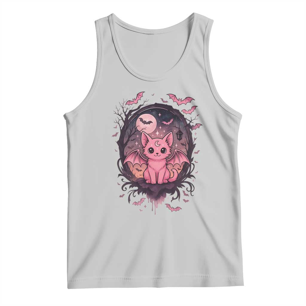 Cute Pastel Goth Bat Cat Tank Top Funny Gothic Halloween Art TS12 Ash Print Your Wear