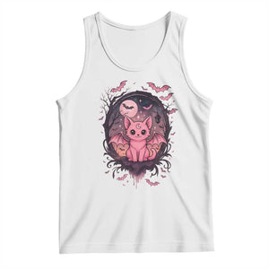 Cute Pastel Goth Bat Cat Tank Top Funny Gothic Halloween Art TS12 White Print Your Wear