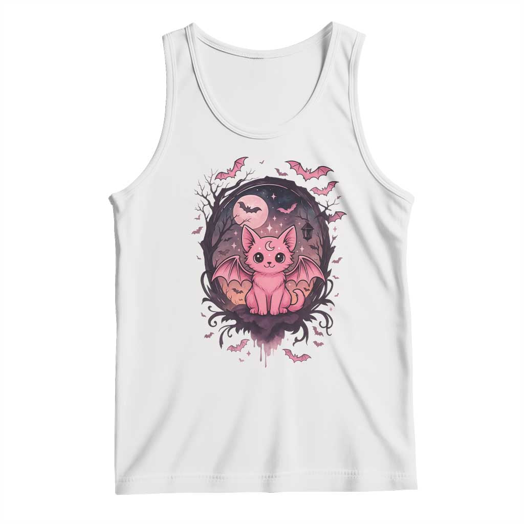 Cute Pastel Goth Bat Cat Tank Top Funny Gothic Halloween Art TS12 White Print Your Wear